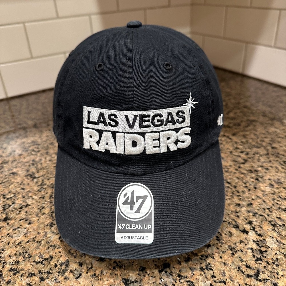 Las Vegas Raiders Hat '47 Clean Up Strap Back Black Script